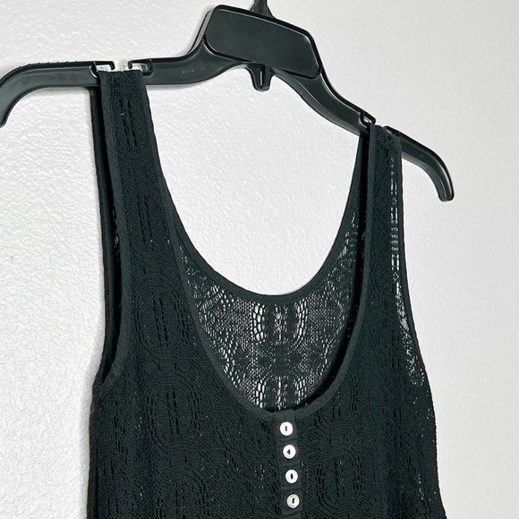 No Label-Sheer Crochet Black‎ Sleeveless Dress Size Medium - Picture 3 of 10